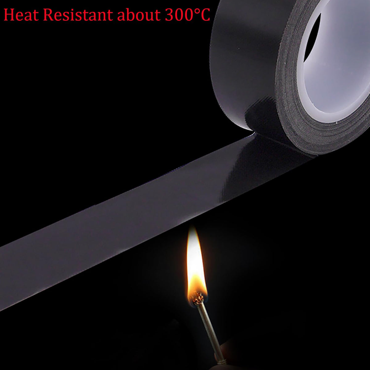 1Roll Heat Resistant Tape, High Temperature Heat Transfer Tape, PTFE Tape,Film Adhesive Tape, 13mm / 1/2" Width, 10m / 33ft Length, Black 0.5" / 1.3cm Width