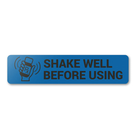 300 Count - Shake Well Before Labels (1.7 x 0.4 inch, Blue) Shake Well Before Using Stickers for Medications, or Pharmacy Instructions 300 Labels