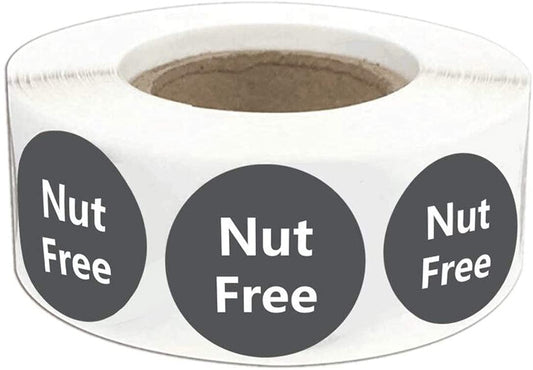 Nut Free Labels 1.5 Inch - Round Circle Dots 500 Adhesive Stickers (1.5inch)