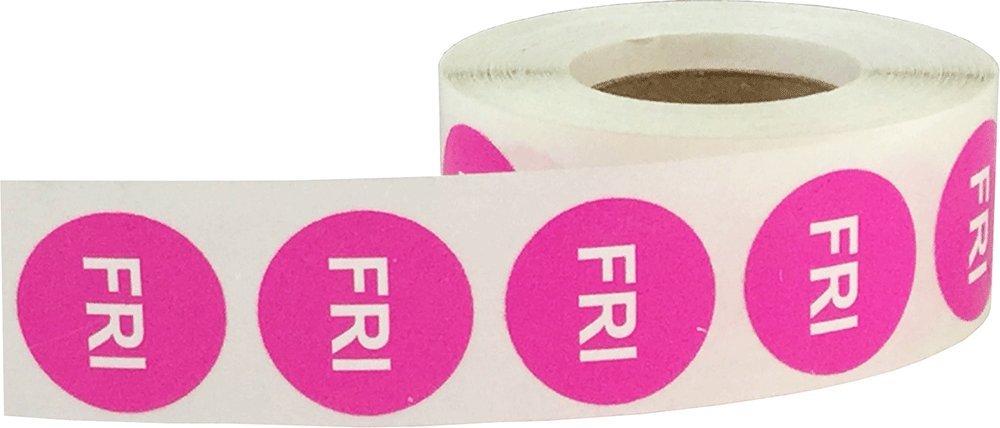 Hot Pink Friday Circle Dot Stickers, 3/4 Inch Round, 500 Adhesive Labels on a Roll for Scheduling, Organization, Task Management, and Inventory - Made in The USA