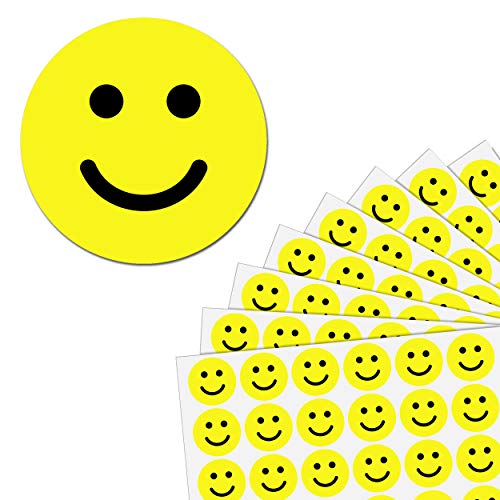 600 Pack, 1" Smiling Happy Smile Face Stickers, Yellow 600 Pieces
