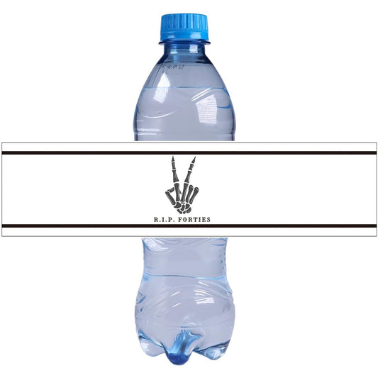 SharkBliss RIP Forties Water Bottle Labels, RIP Forties Death to My 40s Dirty 50 Birthday Water Bottle Stickers Wrappers Waterproof Labels for 50th Birthday (RIP Forties Labels) RIP Forties Labels