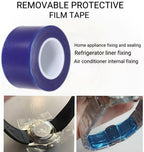 A roll of high Viscosity polyethylene Blue Adhesive Film, Suitable for Protecting car Wheels, Steel, Household appliances, Hardware and Other Materials, 2.8 inches high and 656.2 feet Long