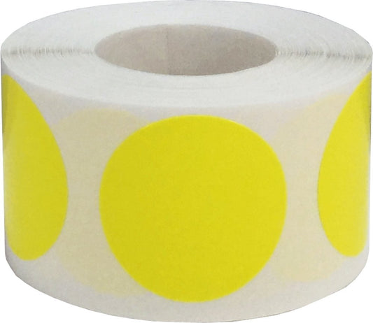 Hot Yellow Color Coding Labels for Organizing Inventory 1 1/4 Inch Round Circle Dots 500 Total Adhesive Stickers On A Roll Hot Yellow