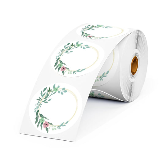 Memoqueen 2” Circle Thermal Labels, Self-Adhesive Round Sticker Labels, Multi-Purpose for Logo Design, Name, Thanks Card, 500 Labels/Roll
