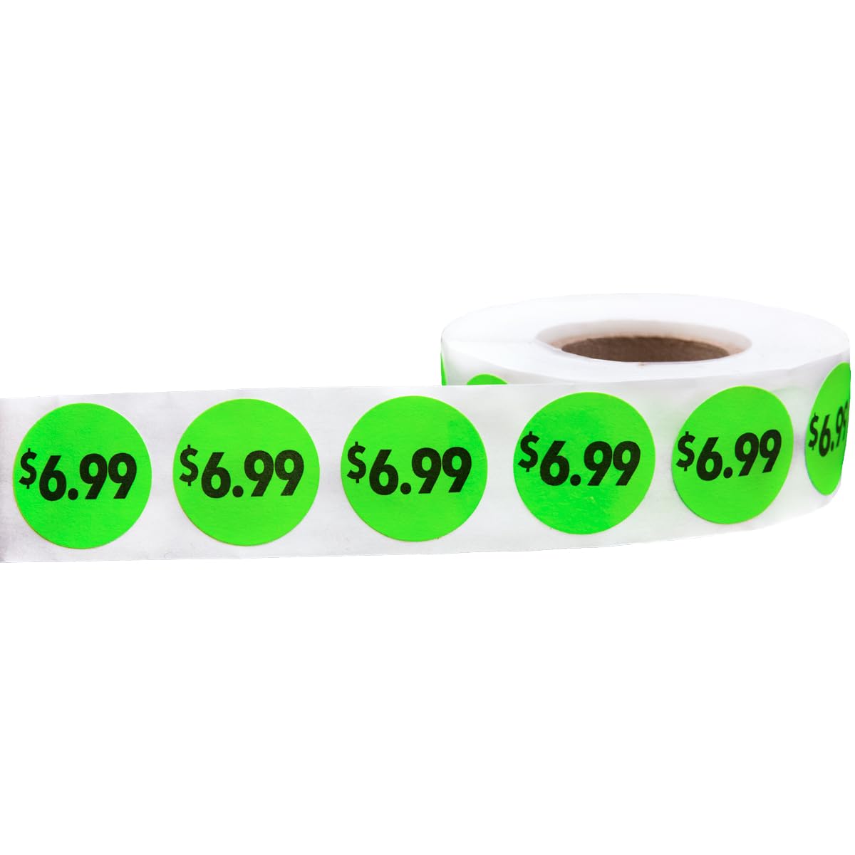 Fluorescent Green $6.99 Circle Dot Stickers, 3/4 Inch Round, 500 Labels on a Roll