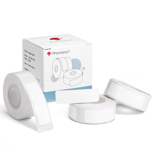 White Thermal Label Tape Adhesive Label for Phomemo Q31/D30 Label Makers, 3/8" X 1 1/2" (12mm X 40mm), Strong Adhesion, Waterproof, 3 Rolls White 12mmx40mm