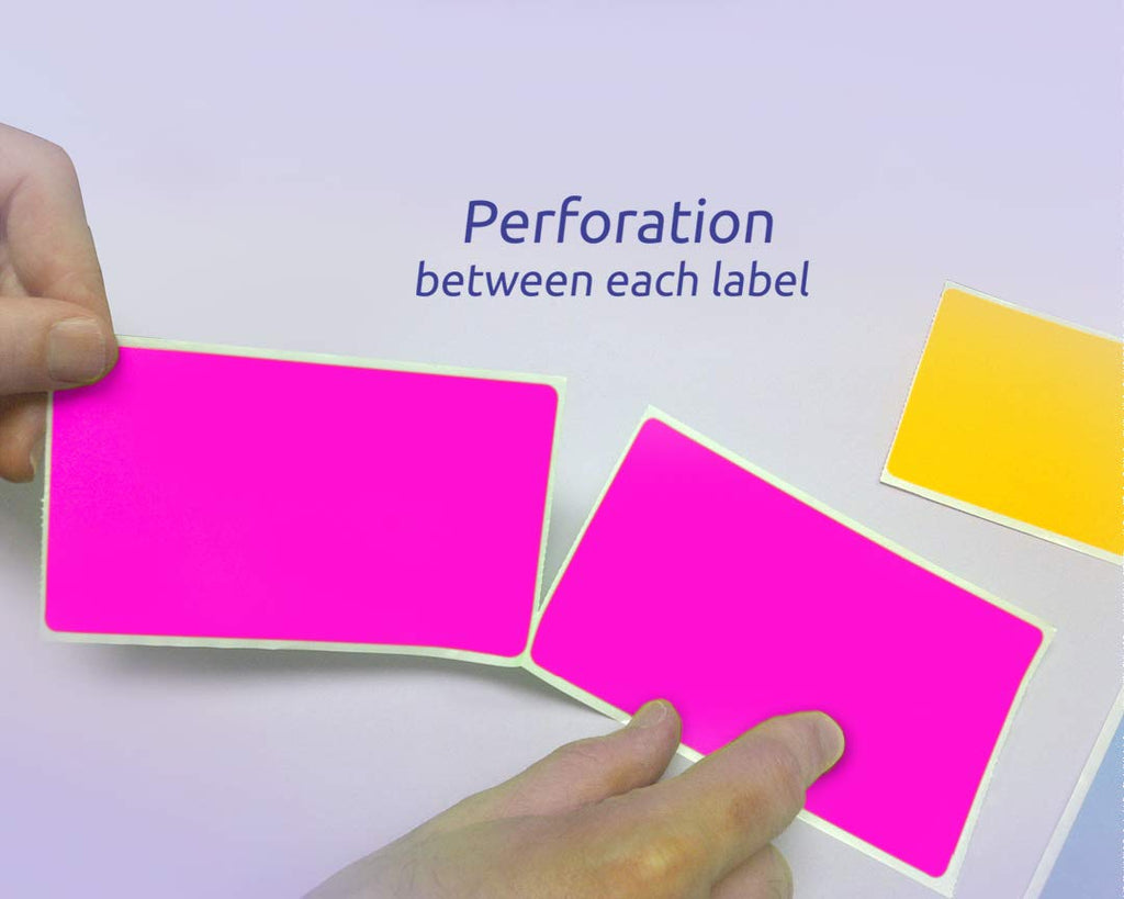 NextDayLabels 500 Rectangle Stickers, Color Coding Labels Roll, (3" x 5") Fluorescent Pink