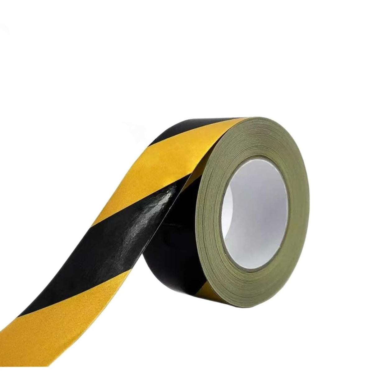 1 Roll 2" x 110ft Black and Yellow Hazard Warning Safety Tape for Floor Marking, Suitable for Marking Walls, Floors, Pipes, and Equipment, High-Tack Wear-Resistant