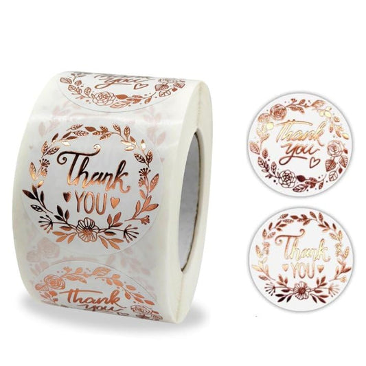 1.5Inch 500PCS Rose Gold Thank You Stickers Packaging Waterproof Stickers Self-Adhesive Labels Envelope, Graduation, Business, Birthdays, Weddings, Giveaways, Party Decoration(1.5in/3.8cm)