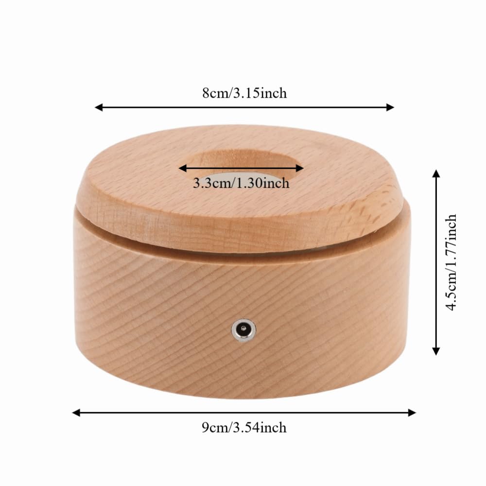 Wooden LED Display Base, Rotating Touch Dimming Stand for Crystal Decor