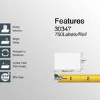 BETCKEY - Replace for DYMO 30347 (1" x 1-1/2") Book Spine Labels [10 Rolls] 10-rolls (7500 Labels)