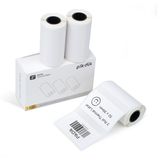 Thermal Label - 2.2"x1.18"(56x30mm) for PikDik PD-Q2 Mini Pocket Printer,3 Rolls,Suitable for Barcode,FNSKU,Address,Mailing,Logo,Business,Home Tag,White Label Paper-52*30mm