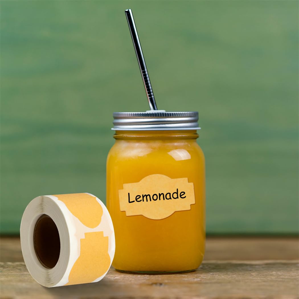 Label Stickers Self Adhesive Brown Labels Writable Gift Labels Spice Stickers Blank for Gifts Bottles Containers Jars