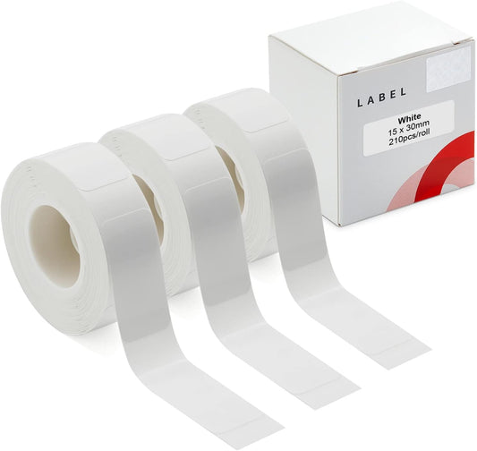 Label Maker Tape for NIIMBOT D11/D110/D101 Printer, 3 Rolls (630Pcs in Total) D11 Thermal Sticker Labels Waterproof Anti-Oil Paper White 15 * 30mm (0.59 x 1.18 Inch) 3 Rolls White-0.59" x 1.18"
