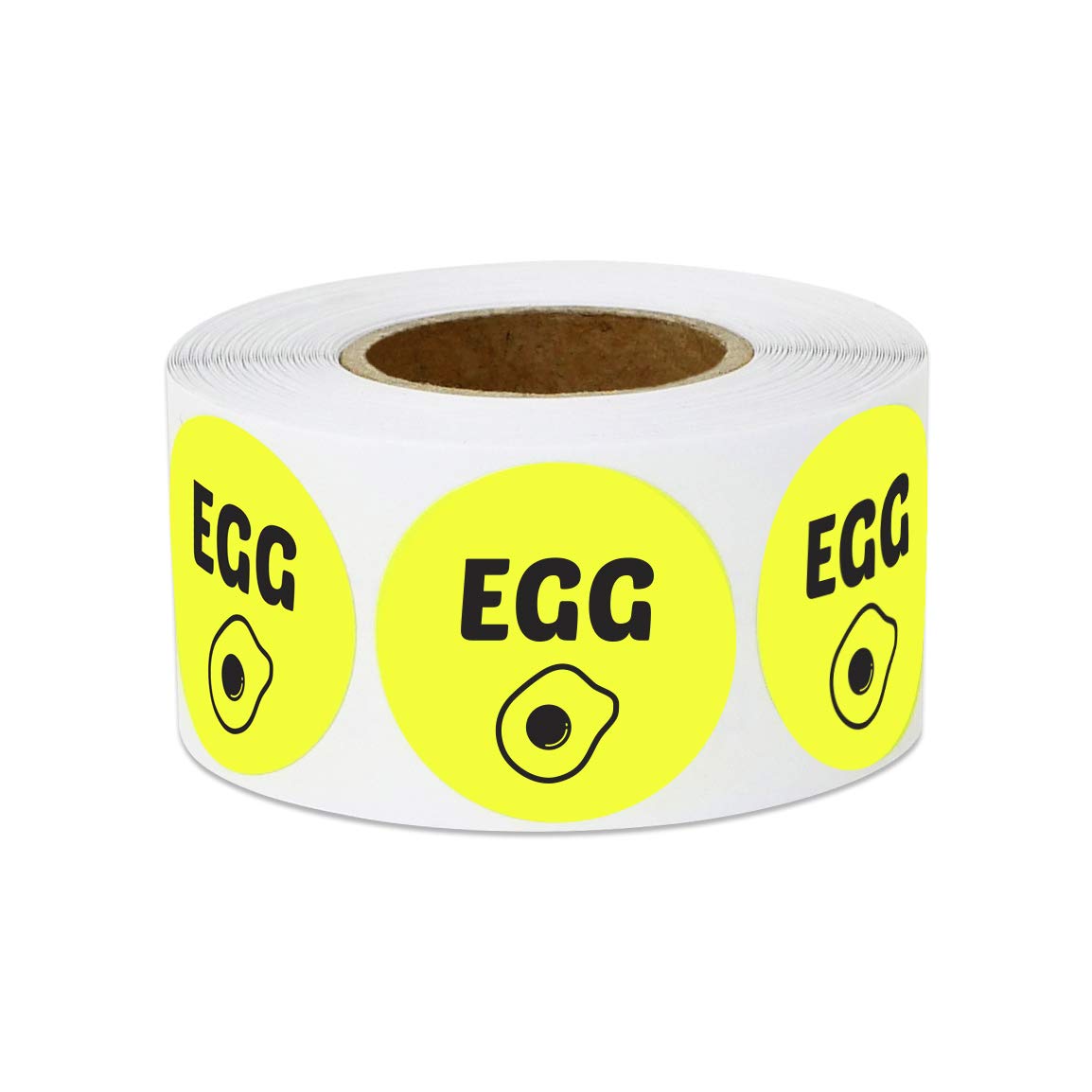 Egg Sticker Label - Bright Yellow Food Label for Egg, Perfect for Food Truck, Takeout, Breakfast, Restaurants - 300 Count Roll, 1 Inch Circle Dot Sticker