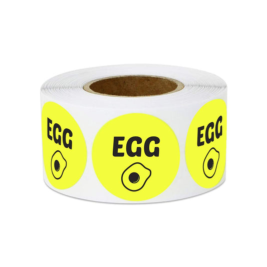 Egg Sticker Label - Bright Yellow Food Label for Egg, Perfect for Food Truck, Takeout, Breakfast, Restaurants - 300 Count Roll, 1 Inch Circle Dot Sticker