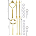 4 Sets of 3 Tier Cake Plate Stand Handle Hardware, Cake Fruit Food Plate Stand Handle Fitting Hardware Rod Holder - Vintage Sunflower+Crown Fittings(Golden+Siver)