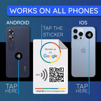MESSAGENES | Review Us on Google QR Code Stickers | Reusable Smart QR Code and NFC | Pack 10 Units | Rectangular 3.39" x 2.17" | Modify Link Whenever You Want | Google Decal Business