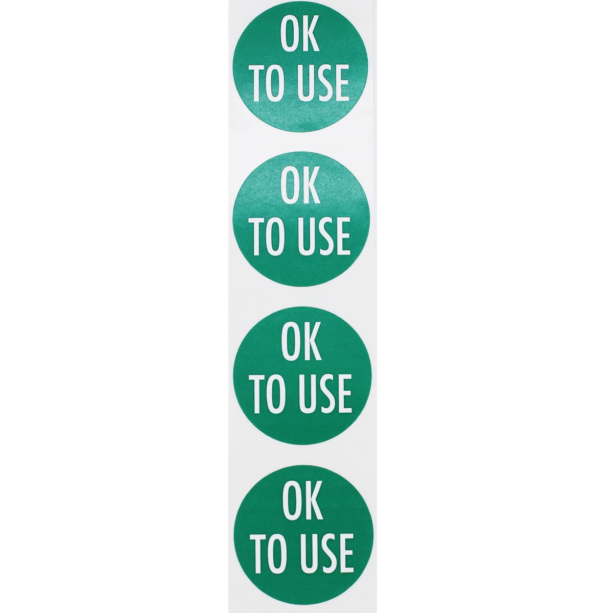 Green with White OK to USE Stickers, 1.5 Inches Round, 500 Labels on a Roll