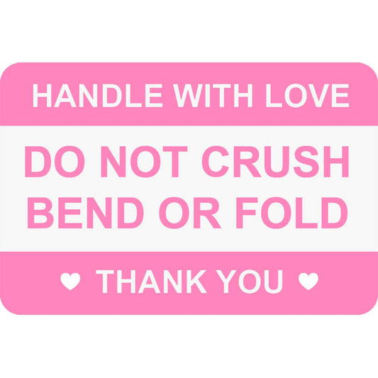 2"x3" 200 PCS Pink Do Not Crush Bend or Fold Handle with Love Labels Stickers Shipping Mailing Cartons Envelops Adhesive Labels-Poskornwel