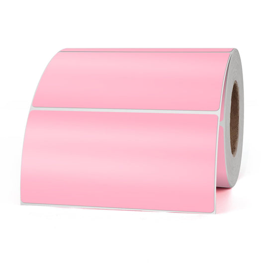Pink Color Coding Labels 2 × 4 Inches Rectangle Vinyl Self-Adhesive Stickers Waterproof Name Tags Removable Roll for Office School Home 500 PCS Pink