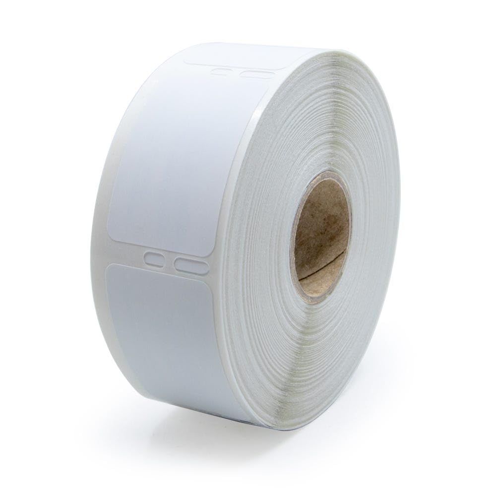 White 1" x 1-1/2" library book spine labels from LabelValue, compatible with Dymo LabelWriter 450 series, 750 labels per roll.