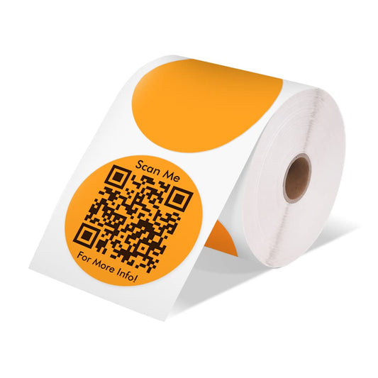 Memoking 2” Color Circle Thermal Label, Self-Adhesive Round Sticker Label, Circular Direct Thermal Printer Label for Logo Design, Name/Price Tag, Thanks Card, Address, QR Code, 750 Labels/Roll, Orange