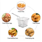 12Pcs Mini Square Fry Bakests French Fries Basket 4.1x3.3x2.6Inches Table Serving Frying Chips Baskets, French Fry Holder for Kitchen Restaurant Party Barbecue(Silver)