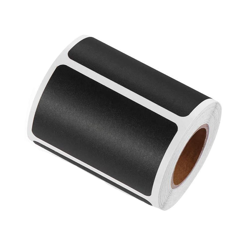 Chalkboard Sticker Label Black Rectangle Coding Roll Labels 300 Pcs Removable Write-On Reusable Waterproof for Kitchen Containers Jar Storage Bins Office Craft 1