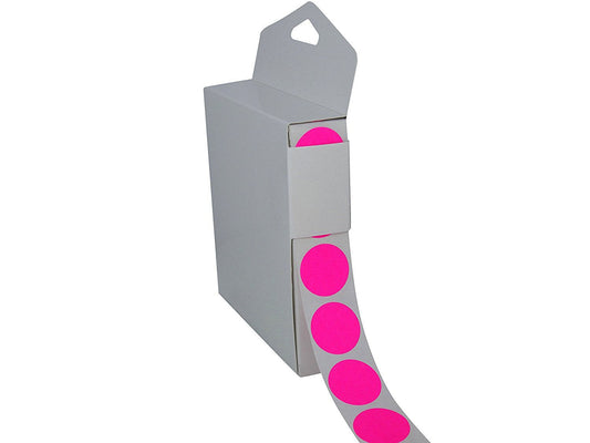 Color Coding Labels Super Bright Neon Pink Round Circle Dots (with Easy Dispenser Box) for Organizing Inventory 1 Inch 1,500 Total Adhesive Stickers (Neon Pink)