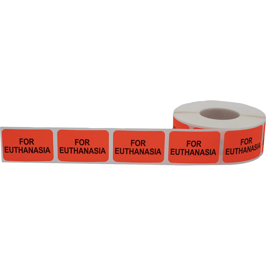 Color-coding veterinary euthanasia labels , 1 x 1.5 inch stickers, set of 500 for medical use.
