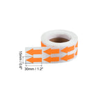 Bright orange PATIKIL arrow stickers, 1.2x0.6 inches, 1000 pack, adhesive pipe markers for gas flow direction and defect marking.