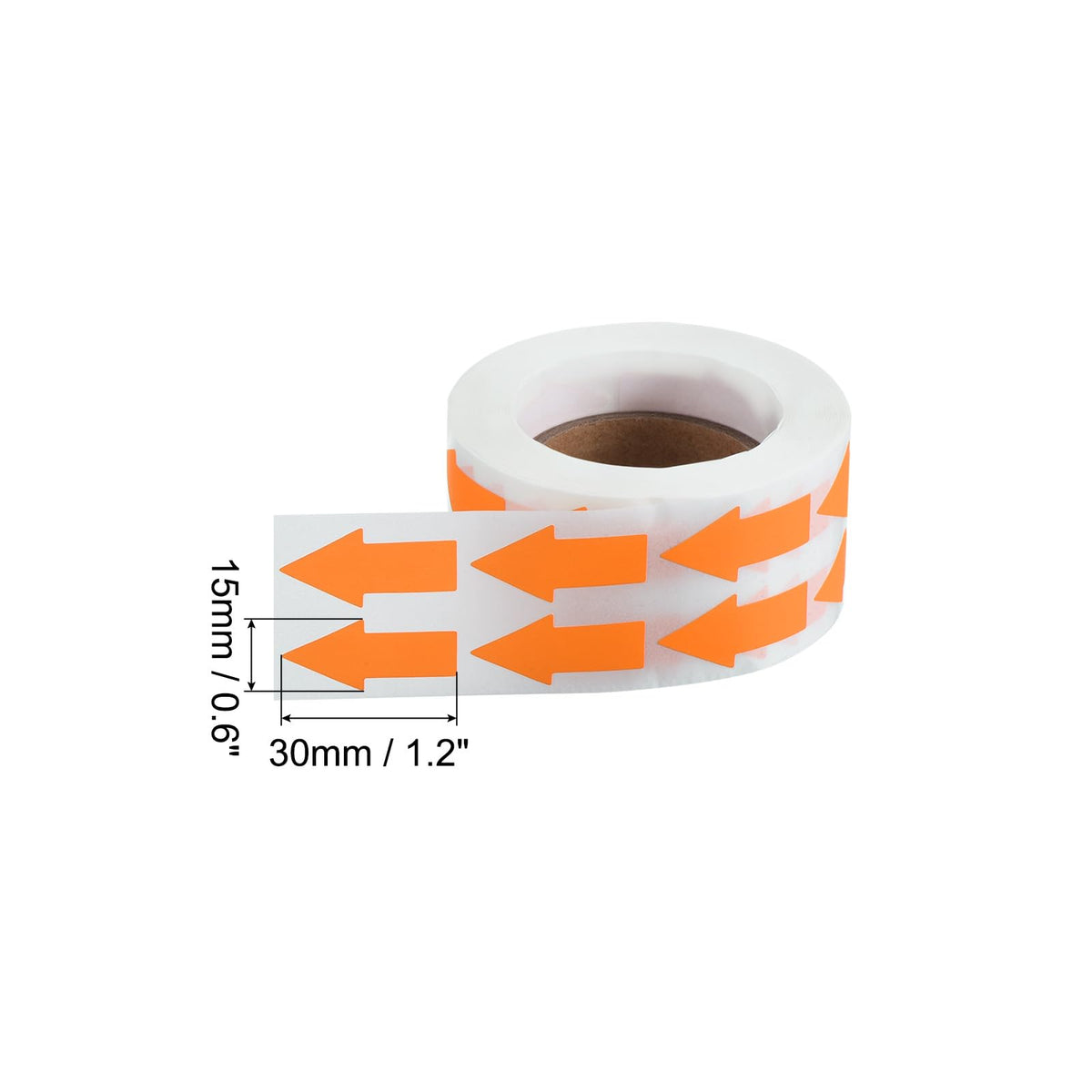 Bright orange PATIKIL arrow stickers, 1.2x0.6 inches, 1000 pack, adhesive pipe markers for gas flow direction and defect marking.