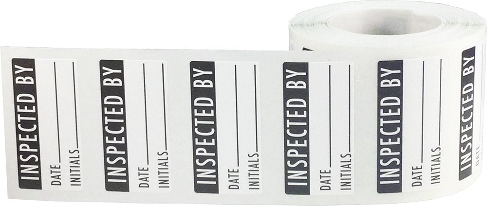Inspected by Rectangle Labels, Adhesive Stickers, 0.75" x 1.5", Pack of 500