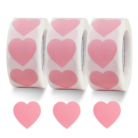 Vuzvuv 1500 Labels Pink Heart Stickers 1 inch Heart Coding Shape Paper Labels for Wedding Anniversaries Invitation Envelopes Cute Decals for Water Bottle Packaging