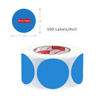 Blue Hcode 1.5-inch round color-coding labels with dots, ideal for shipping and address labeling, 500 pieces included.