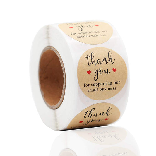 YOGET 1.5'' Thank You for Supporting Our Small Business, Kraft Paper Thank You Stickers, 500 Labels Per Roll Our business
