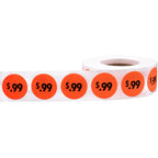 Fluorescent Red .99 Stickers – 3/4 Inch Round Circle Labels, 500 Total Adhesive Stickers Per Roll for Retail Pricing, Product Marking, and Inventory – Made in the USA $0.99