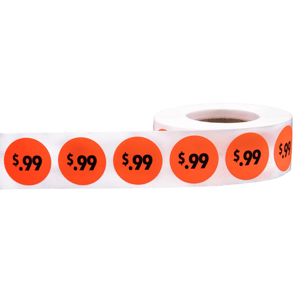 Fluorescent Red .99 Stickers – 3/4 Inch Round Circle Labels, 500 Total Adhesive Stickers Per Roll for Retail Pricing, Product Marking, and Inventory – Made in the USA $0.99