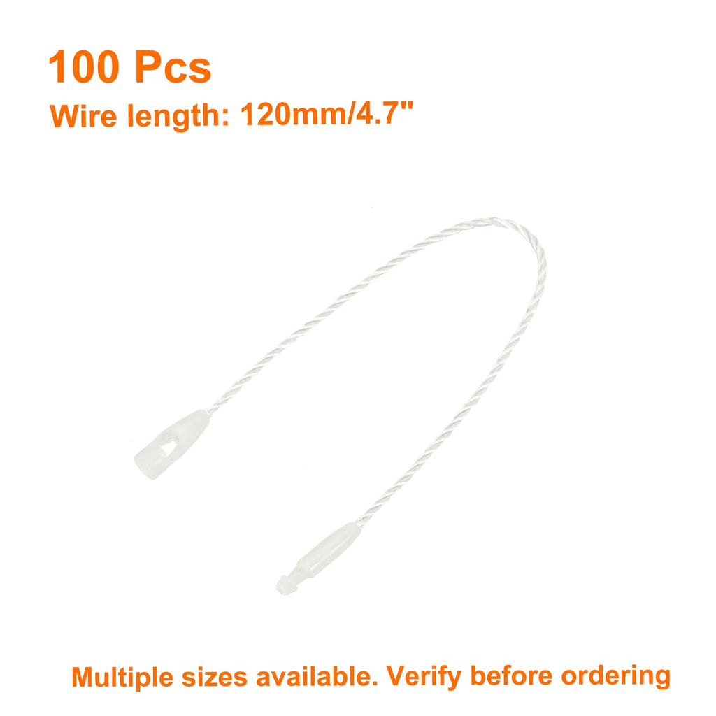 MECCANIXITY Cotton Hang Tag String Snap Lock Pins White 4.7" 100pcs 4.7 inches