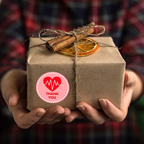 Healthcare Workers Thank You for All You Do Stickers,Red Heart Stickers for Healthcare Heroes,1.5 Inch Labels for Nures,Doctors.500 Pcs Per Roll.