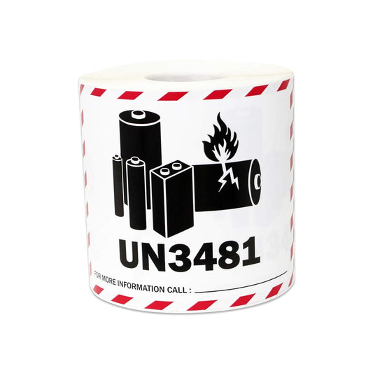 UN3481 Label - 4 x 3 Inch Lithium Ion Battery Warning Stickers - Writable Transport Handling Instruction Caution Warning Lithium Battery Shipping Label - Adhesive, 300 Labels/Roll Un3481 Battery Warning 1 Roll