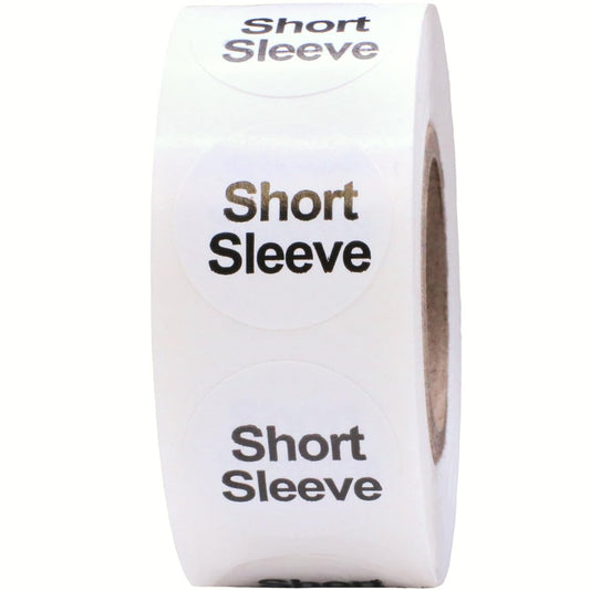 White Circle Short Sleeve Clothing Size Stickers for Retail Apparel 0.75 Inch 500 Total Adhesive Labels