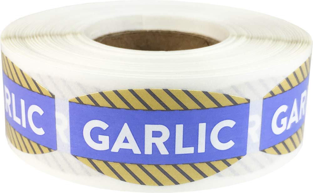 Garlic Grocery Store Food Labels .75 x 1.375 Inch Oval Shape 500 Total Adhesive Stickers Garlic