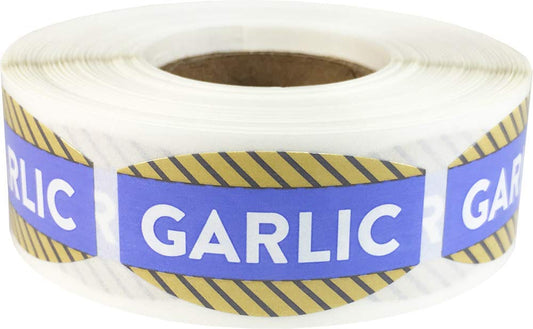 Garlic Grocery Store Food Labels .75 x 1.375 Inch Oval Shape 500 Total Adhesive Stickers Garlic