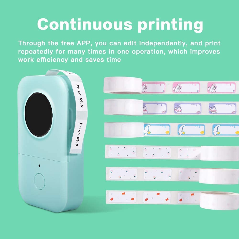 14mm 30mm(1/2" 1 1/8") self-Adhesive Transparen Label,210 Labels/roll, 3 Rolls -with Phomemo D30 Label Maker (Green) D30 Bundle