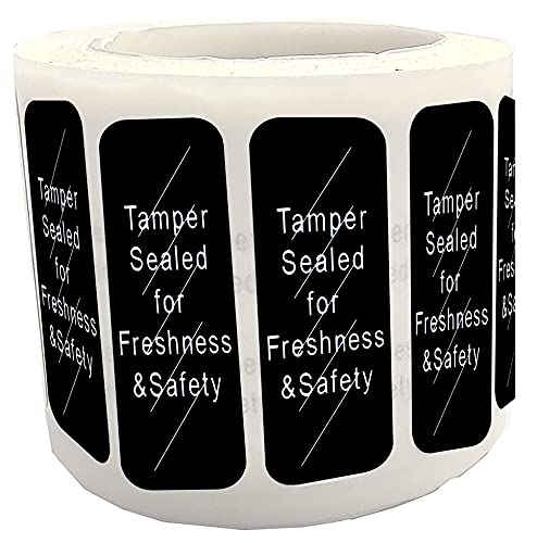 Tamper-Evident Food Sealed for Freshness and Safety Stickers,0.5 x 1.5 Inch Tamper Proof Sealed for Freshness Stickers Help Increase Security During Delivery (500 Pcs) (Black) Black