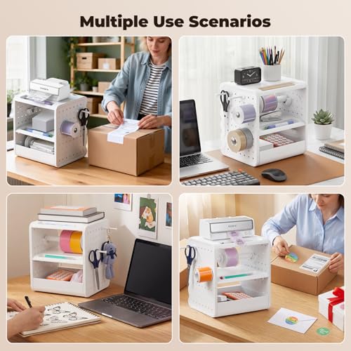 MUNBYN ILH03 5-in-1 Desk Organizer with Drawers, Hooks+Thermal Direct Shipping Label (Pack of 500 4x6 Fan-Fold Labels)