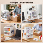 MUNBYN ILH03 5-in-1 Desk Organizer with Drawers, Hooks+Thermal Direct Shipping Label (Pack of 500 4x6 Fan-Fold Labels)